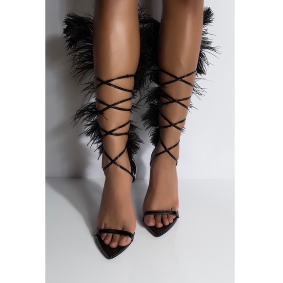 Azalea Wang “Burlesque Vibes” Feather Heels Size 9 - Picture 2 of 6